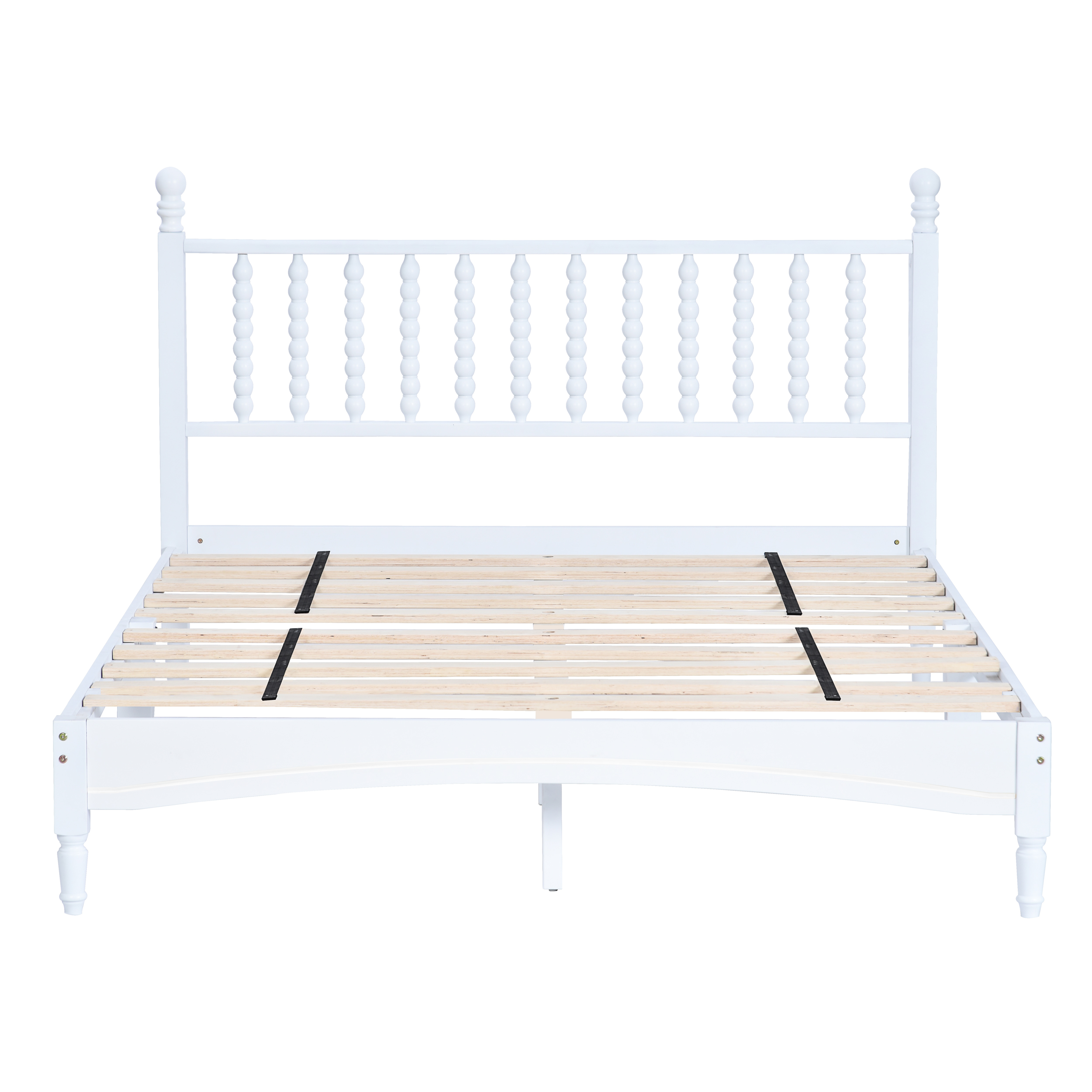 Queen Wood Bed Frame with Headboard, Solid Rubber Wood with Wood Central Supports, 1000 Lb Capacity, Easy Assembly, No Box Spring Needed, White Queen Wood Bed Frame with Headboard, Solid Rubber Wood with Wood Central Supports, 1000 Lb Capacity, Easy Assembly, No Box Spring Needed, White